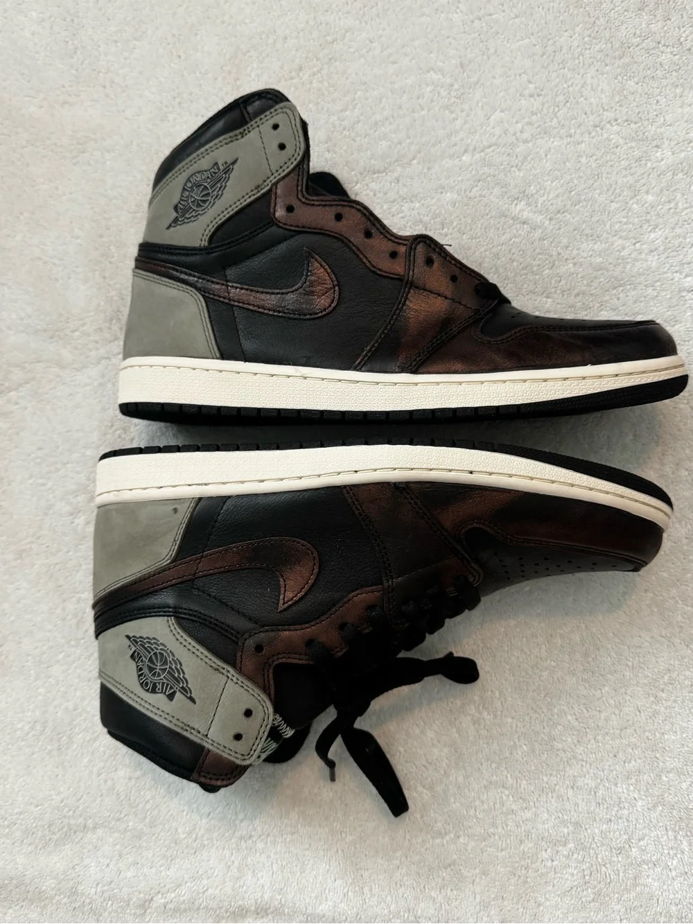 Jordan High-Top Sneakers in Black, Brown & Light Gray